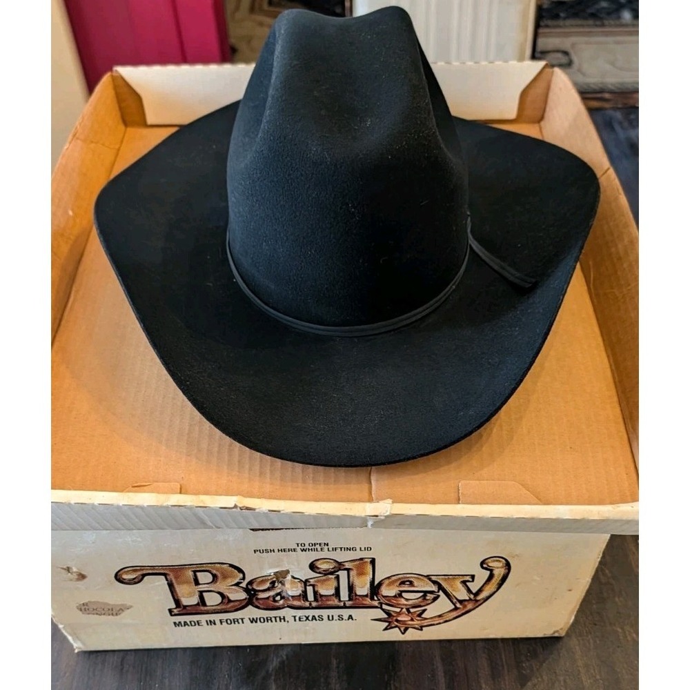 Vintage Bailey X Double X Cowboy/Cowgirl Hat Black Felt 7 1/4 Oval Western Rodeo